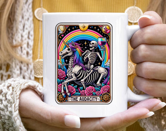 The Audacity Unicorn Rainbow - Funny Tarot Coffee Mug