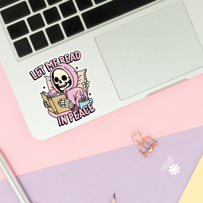 Let Me Read In Peace Skull Stickers