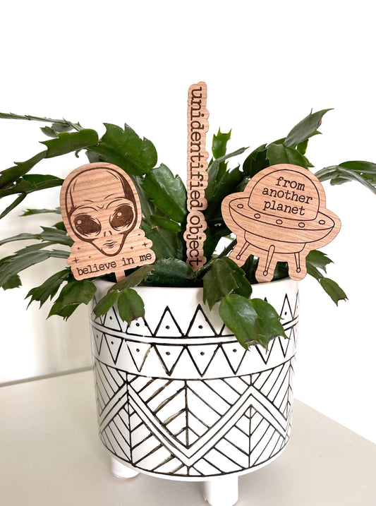 Alien Outer Space Area 51 Plant Signs